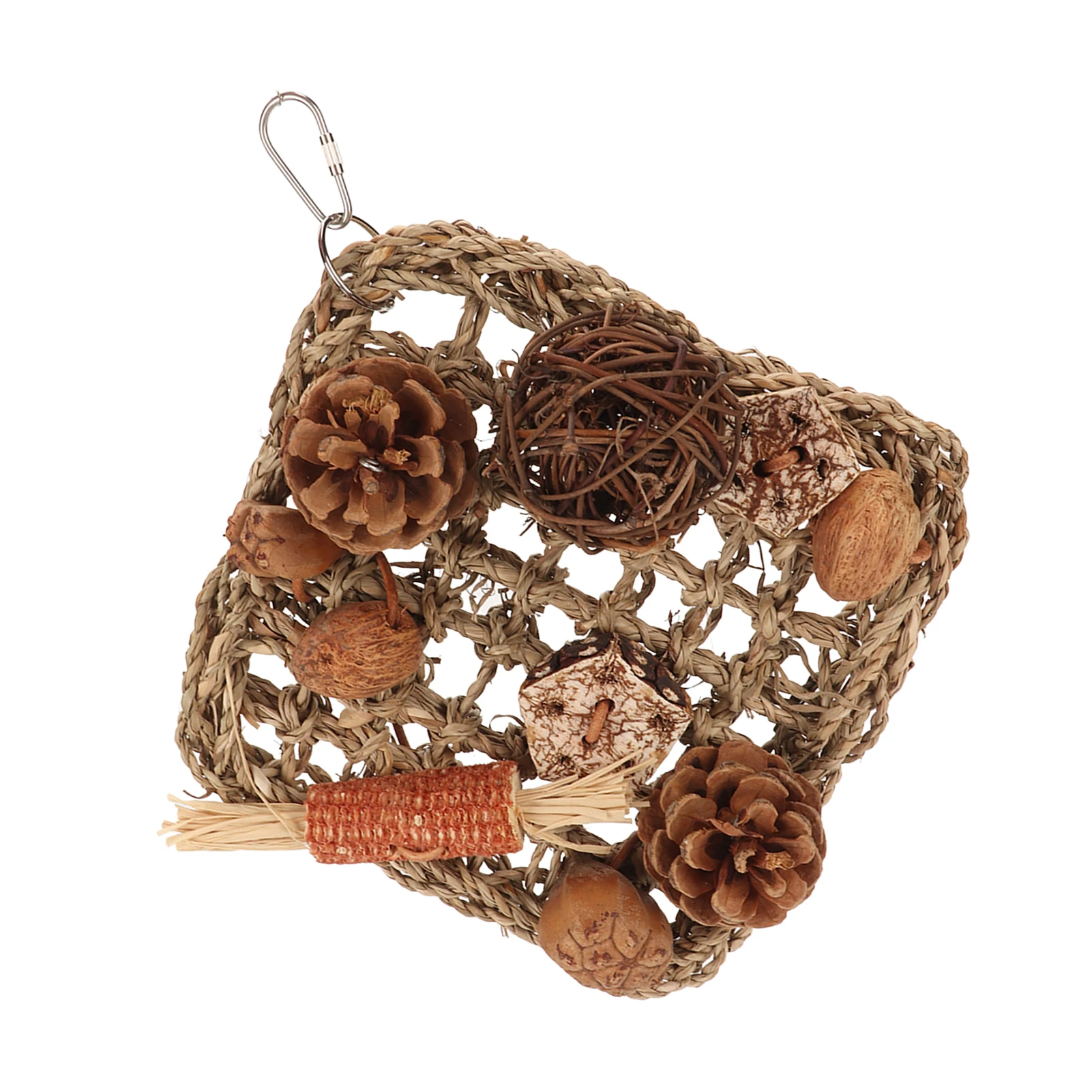 Bird Climbing Net Bird Climbing Net Rattan Ball Pine Cone Corn Cob Nuts Straw Rope  Woven Net for  Cage Accessories