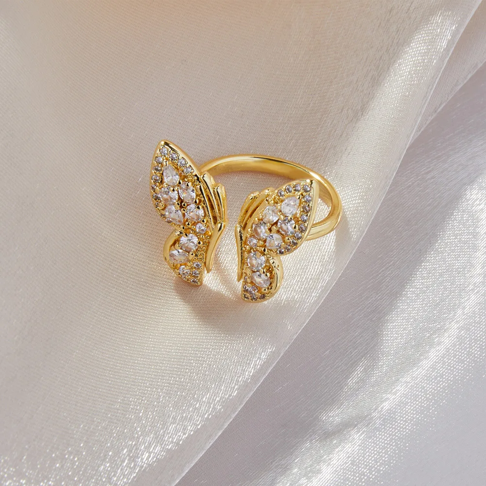 Fantacy Butterfly Copper Zircon Rings For Women Trend Women's Ring Luxury Jewelry Woman Wedding Gif