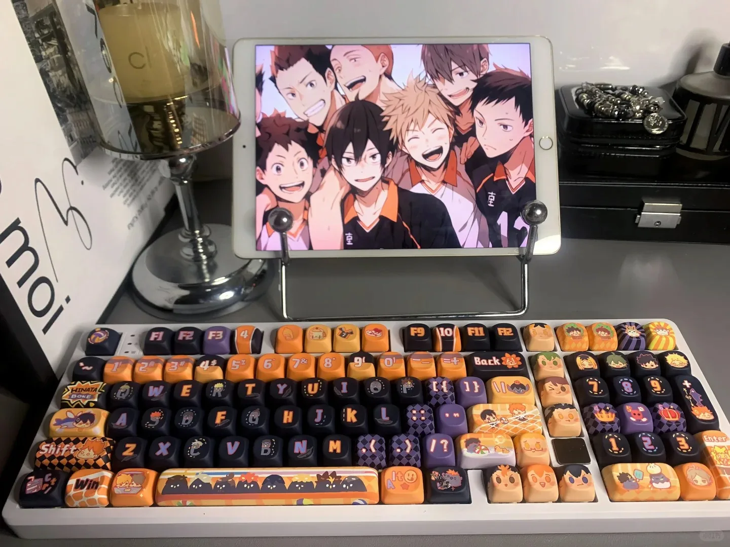 Imagem -05 - Anime Voleibol Juventude Keycaps Conjunto de Teclas Pbt Moa Sublimação Cap Teclado Mecânico para Alice Ansi mx Switch