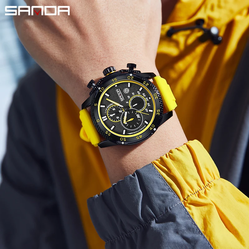 SANDA Casual Fashion Men Watch Luxury Waterproof Luminous Chronograph Date Man Wristwatch Military Quartz Men\'s Watches 5314