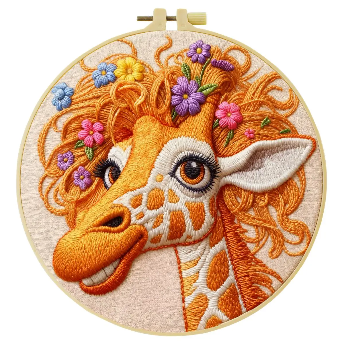 1 Stück 20X20CM/15X15CM 7,87/6,3 Zoll Giraffen-Stickerei-Starter-Kit DIY-Kit DIY-Stickerei-Set Handarbeiten Nadelkunst – Detail 3