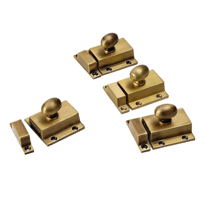 Drawer Cabinet Door Clasp Hand French Interior Anti-theft Door Lock Latch, Thickened Brass Cabinet Door Latch Lock