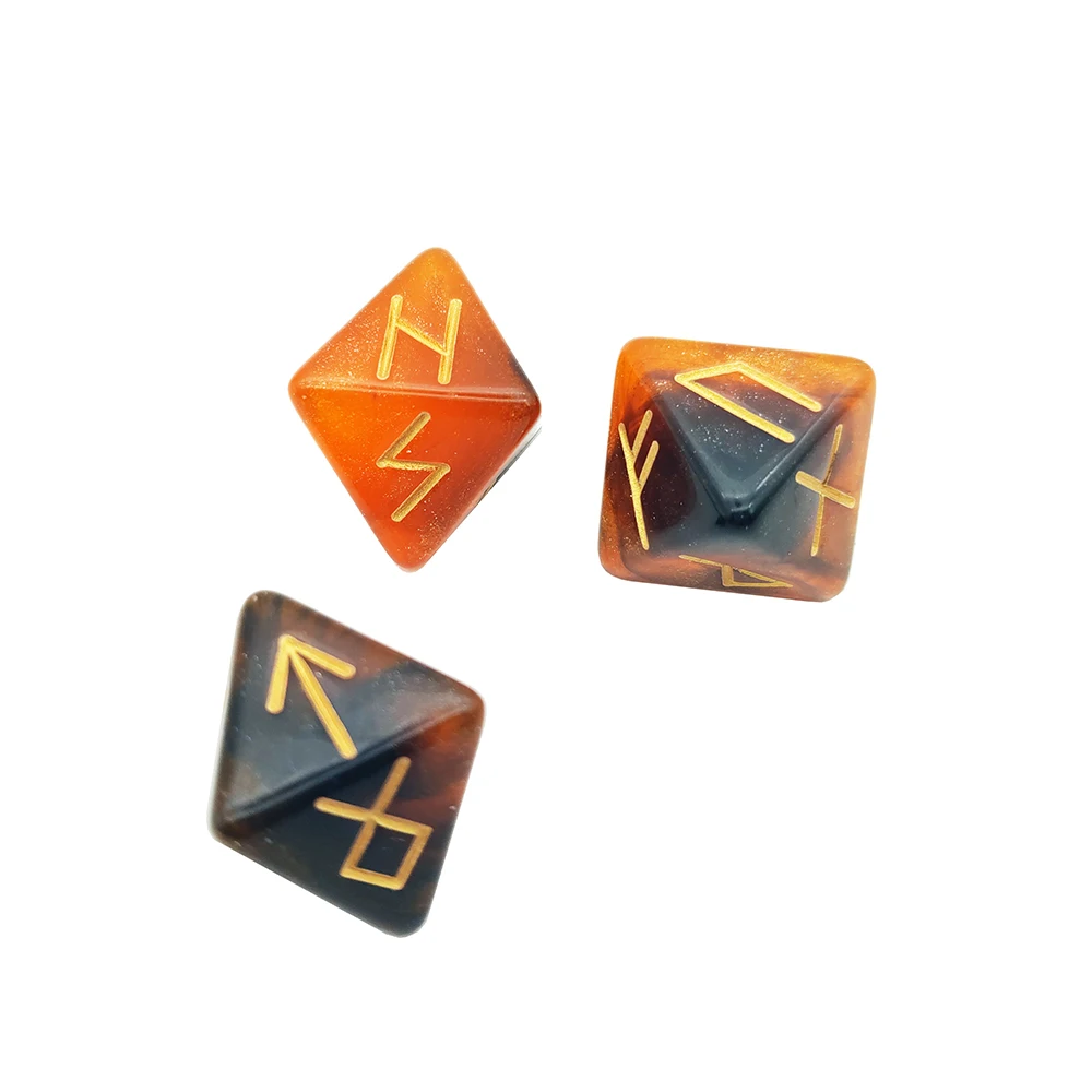 3 Pcs Polyhedral Rune Dice Acrylic 8-Sided Astrological Dice Table Game Dice with and Beautiful Inclusions Divination Dice