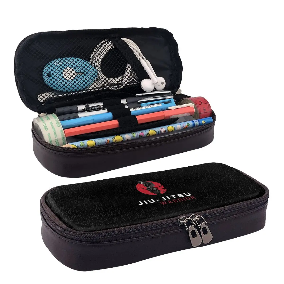 

Jiu-Jitsu Warrior японский Bjj Gi и черный пояс Mma кожаный пенал для мальчиков и девочек подарки коробка для ручек пенал канцелярские принадлежности