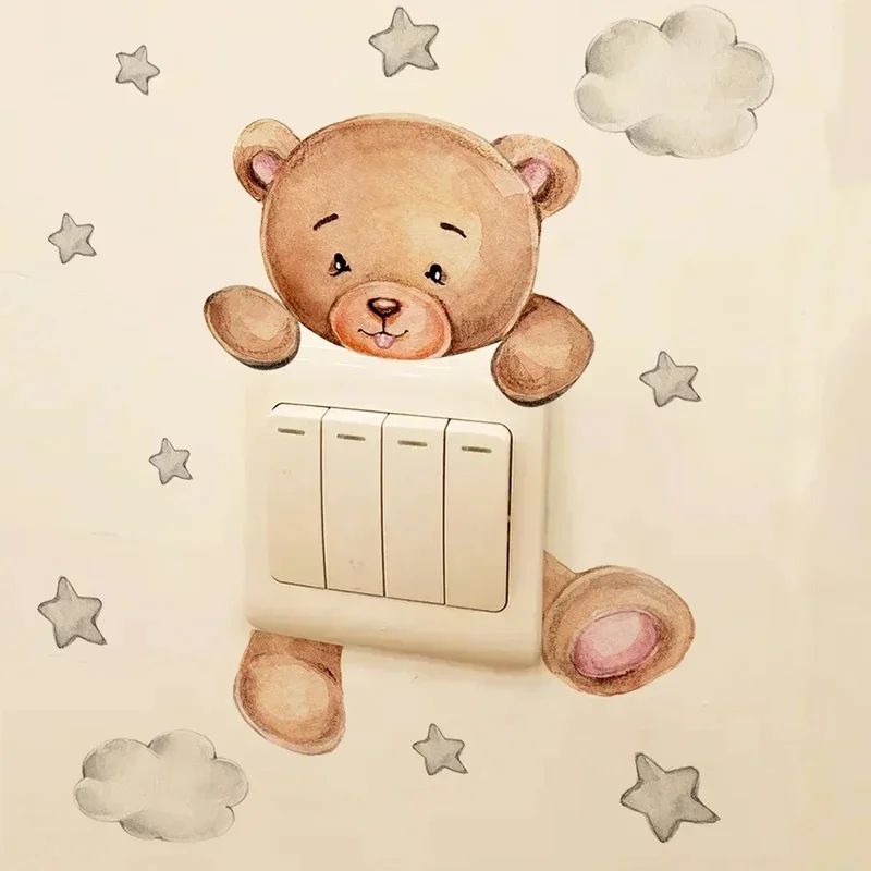 1/3/5Pcs Cartoon Animals Switch Sticker Creative Self-adhesive Switch Cover For Kids Room Nursery Room Decoration Home Wallpaper