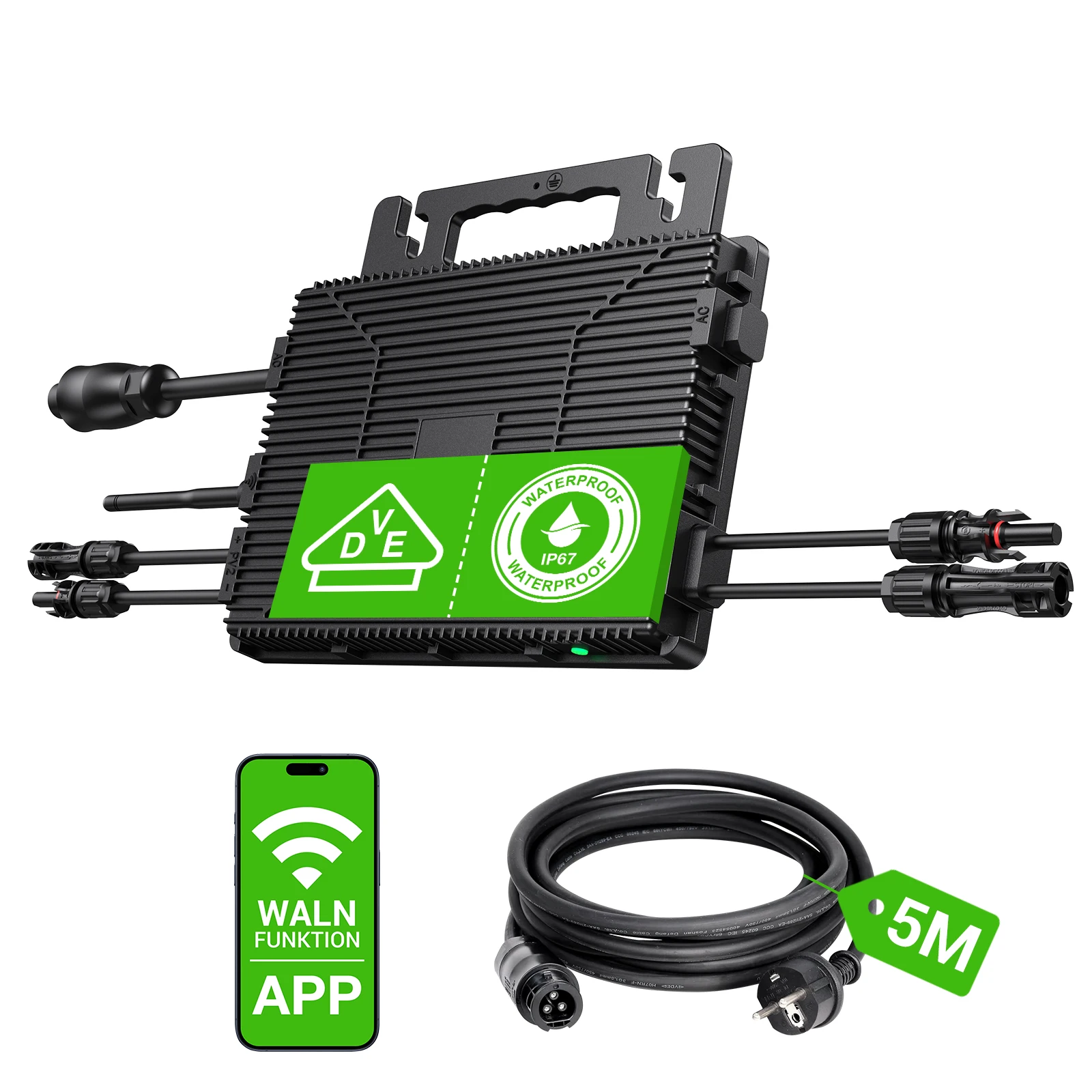 800W Grid Tie Micro Inverter MPPT Smart Control 22-50V DC Input Waterproof  Balcony Solar Panel System