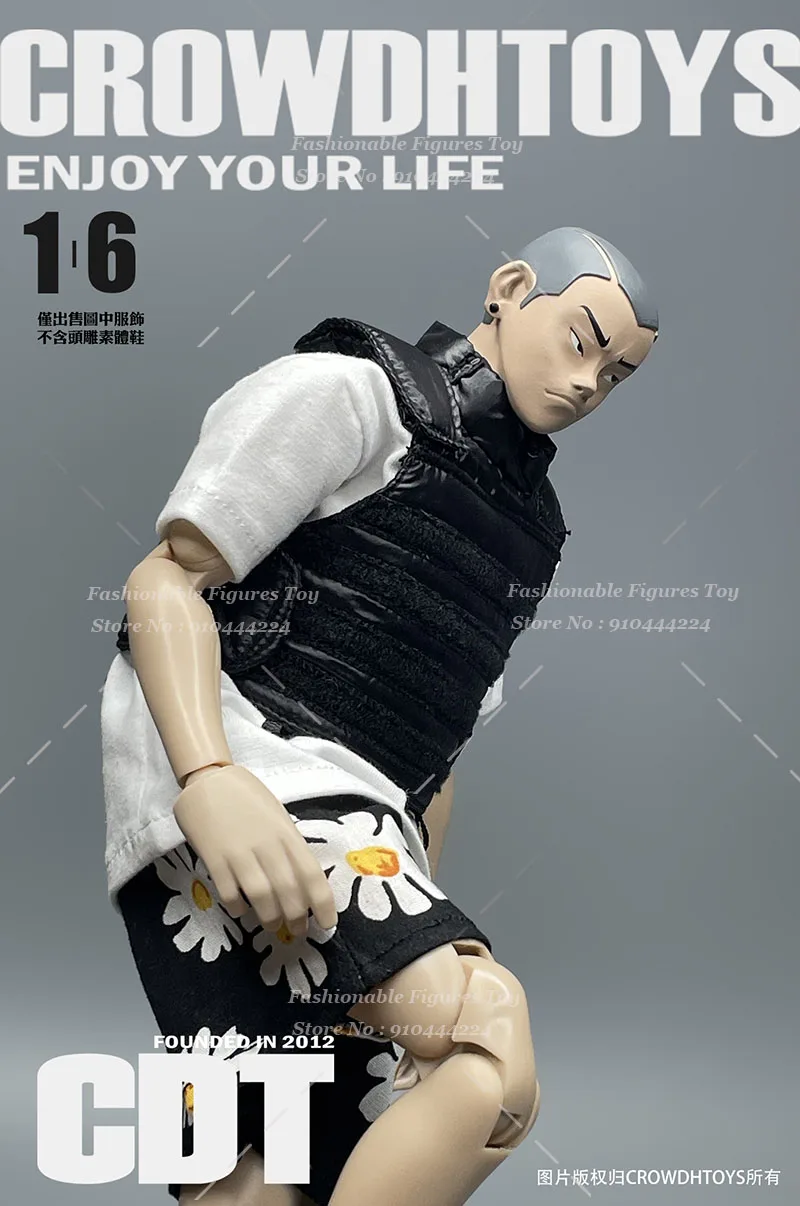 ‌ CROWDHTOYS 1/6 Męska Kamizelka Bojowa Żołnierza Czarna Wojskowa Odzież Bojowa Akcesoria Pasują do Figurki Akcji 12 Calowa