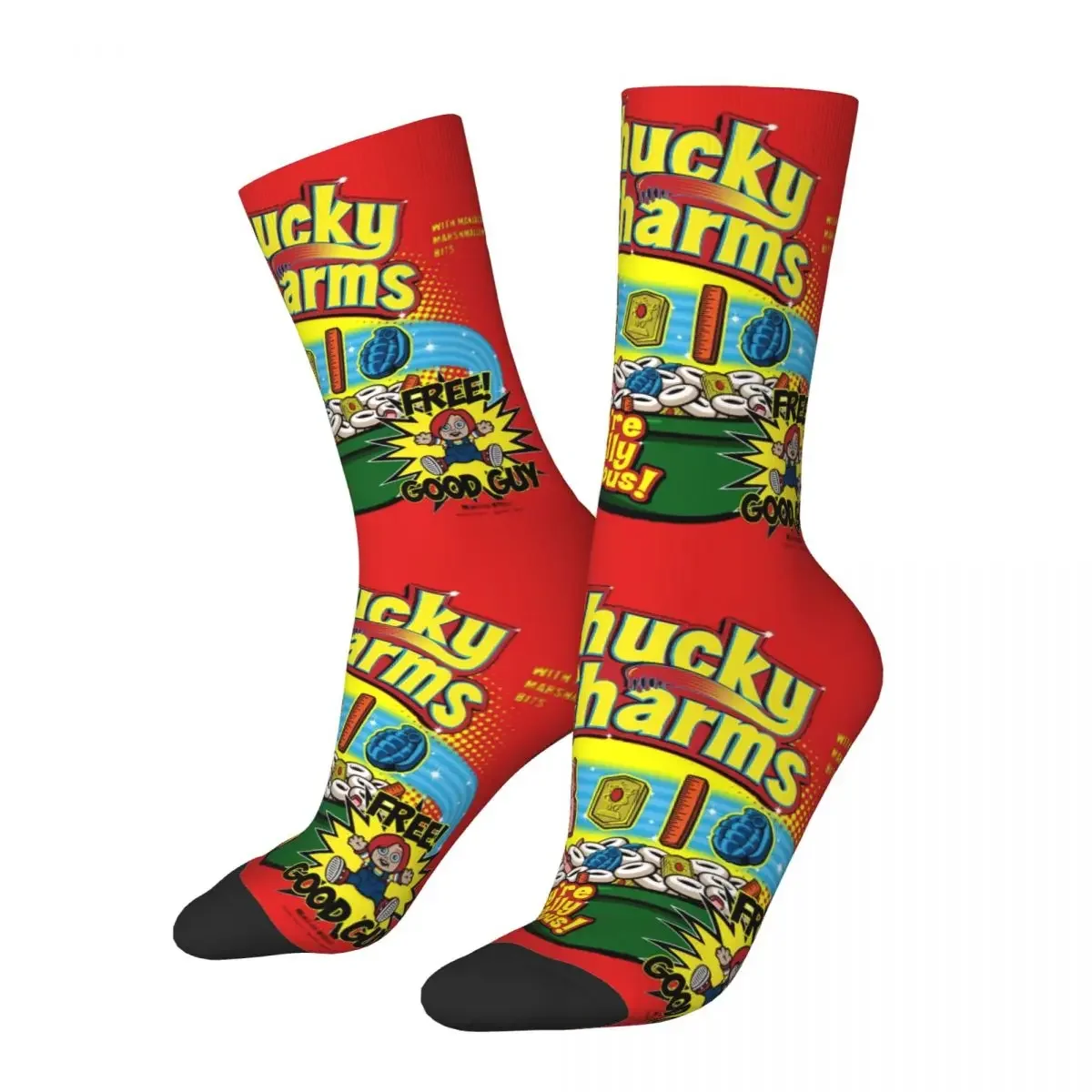 Cool Chucky Charms Design Theme Warm Socks Merch All Season Horror Halloween Comfortable Long Socks Sweat Absorbing