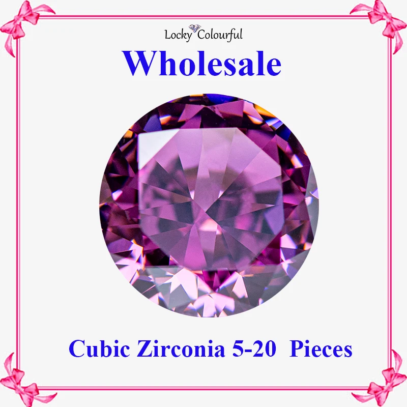 

Cubic Zirconia Wholesale Crushed Ice Cut Round Shape Purple Pomegranate Color Charms for Jewelry Making Materials No Certificate