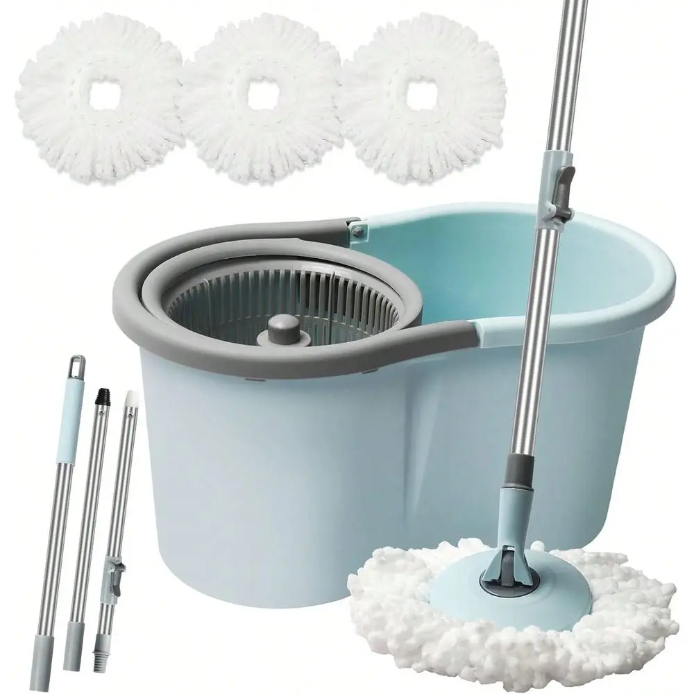 360 Spinning Mop Bucket Floor Cleaning Tool With 3 Microfiber Mop Replacement Head Refills,50