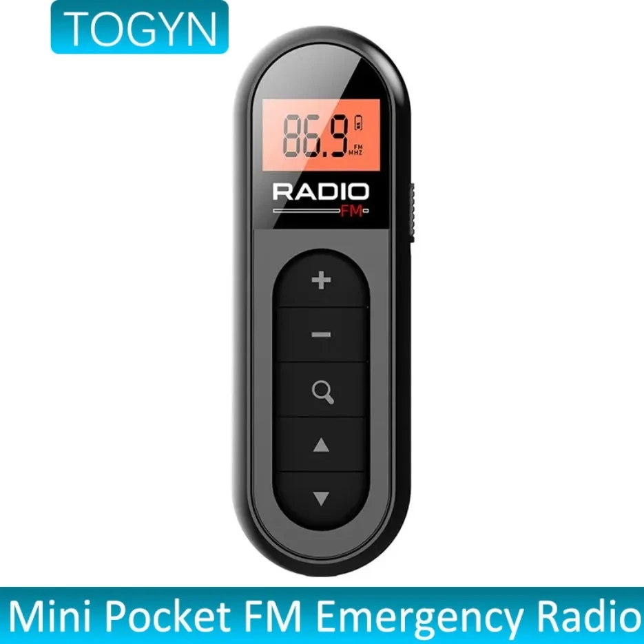 ‌TOGYN Portable Radio Receiver Mini Pocket FM Radio Rechargeable with Backlight LCD Display 3.5mm Headphone Receiving Antenna