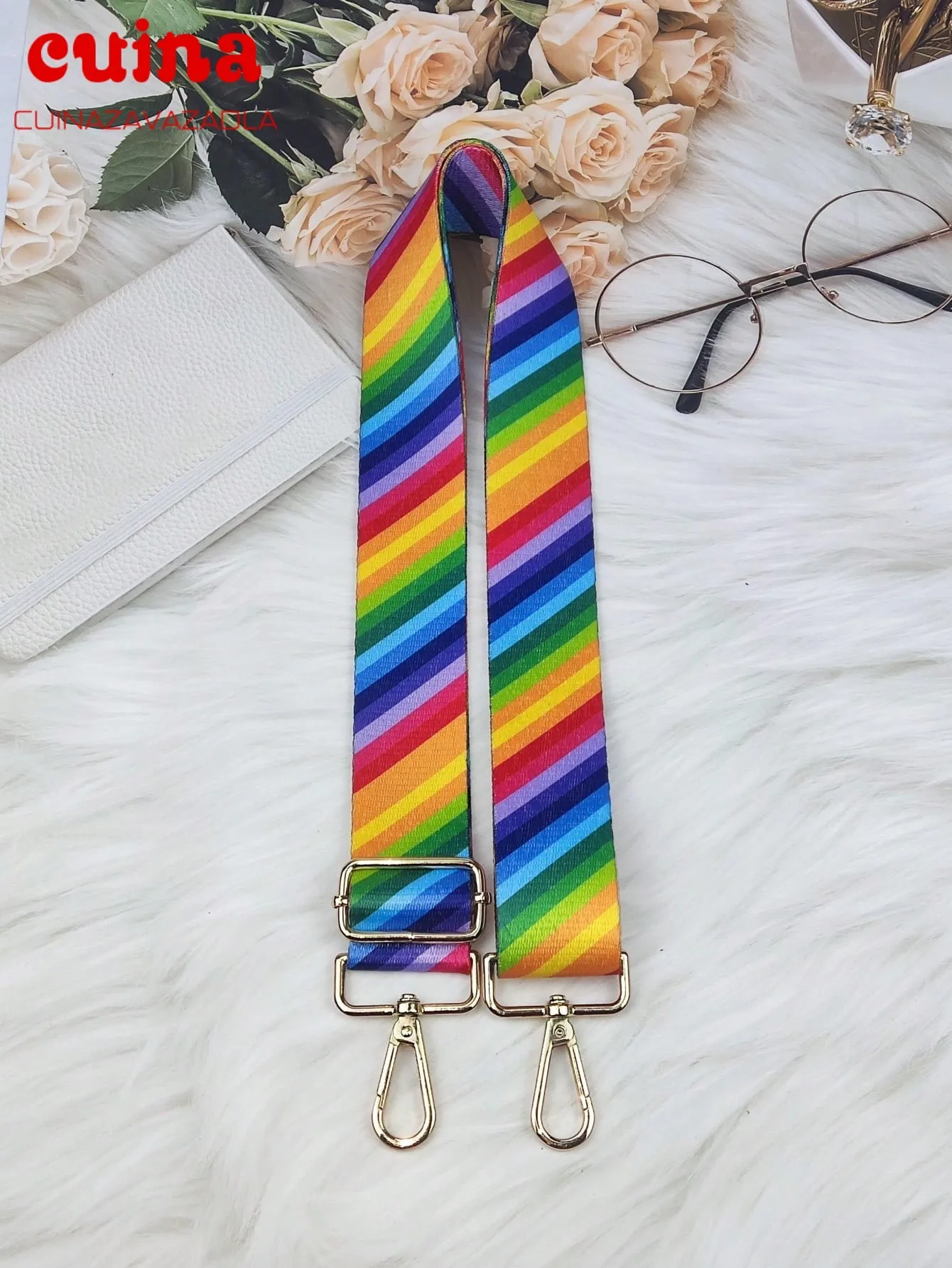 Shoulder Bag Strap Widening Adjustable Colourful Stripe Pattern Women Crossbody Diy Thickening Fashion Nylon New Bag Belt Strap