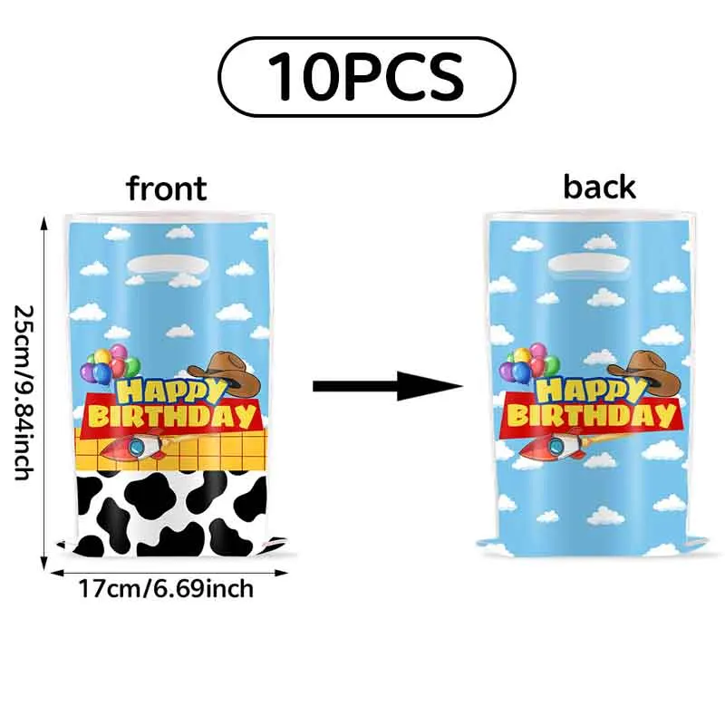 10~100 stuks Toy Story thema verjaardagscadeautasjes, plastic snoepzakjes met handvatten, geschikt voor feestfavoren en weggeefcadeaus