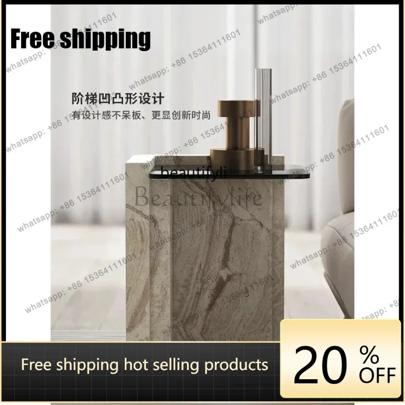 hot a029  Light luxury marble tempered glass wabi-sabi wind edge several modern home living room minimalist designerFactory Dire