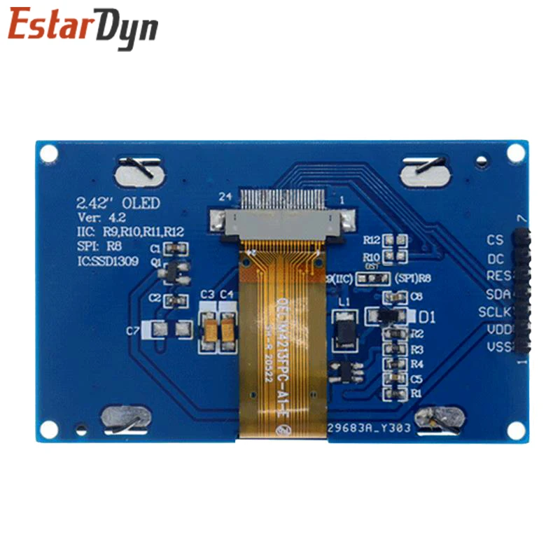 Imagem -02 - Módulo de Exibição Oled para Arduino Uno r3 Interface Serial 242 Polegadas Tela Lcd hd 128x64 Ssd1309 Pinos Spi Iic I2c