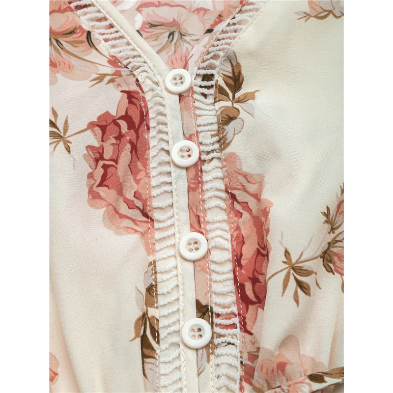 【Decoración de fiesta】Vestido largo de verano para mujer con lazo floral en la parte delantera Vestido veraniego fluido informal Boho Beach