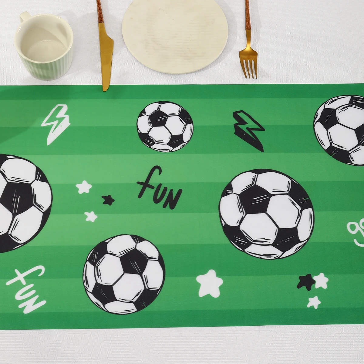 Soccer Table Runner Decors Polyester Football Tablecover Soccer Birthday Party Decorations Sport Theme Decor