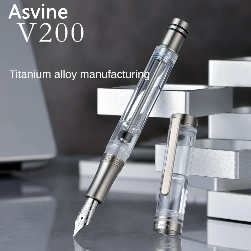 Asvine V200 Fountain Pen Asvine/BOCK M/F/EF Nib Clear Transparent Acrylic Smooth Writing Pen School Office Supplies Stationery