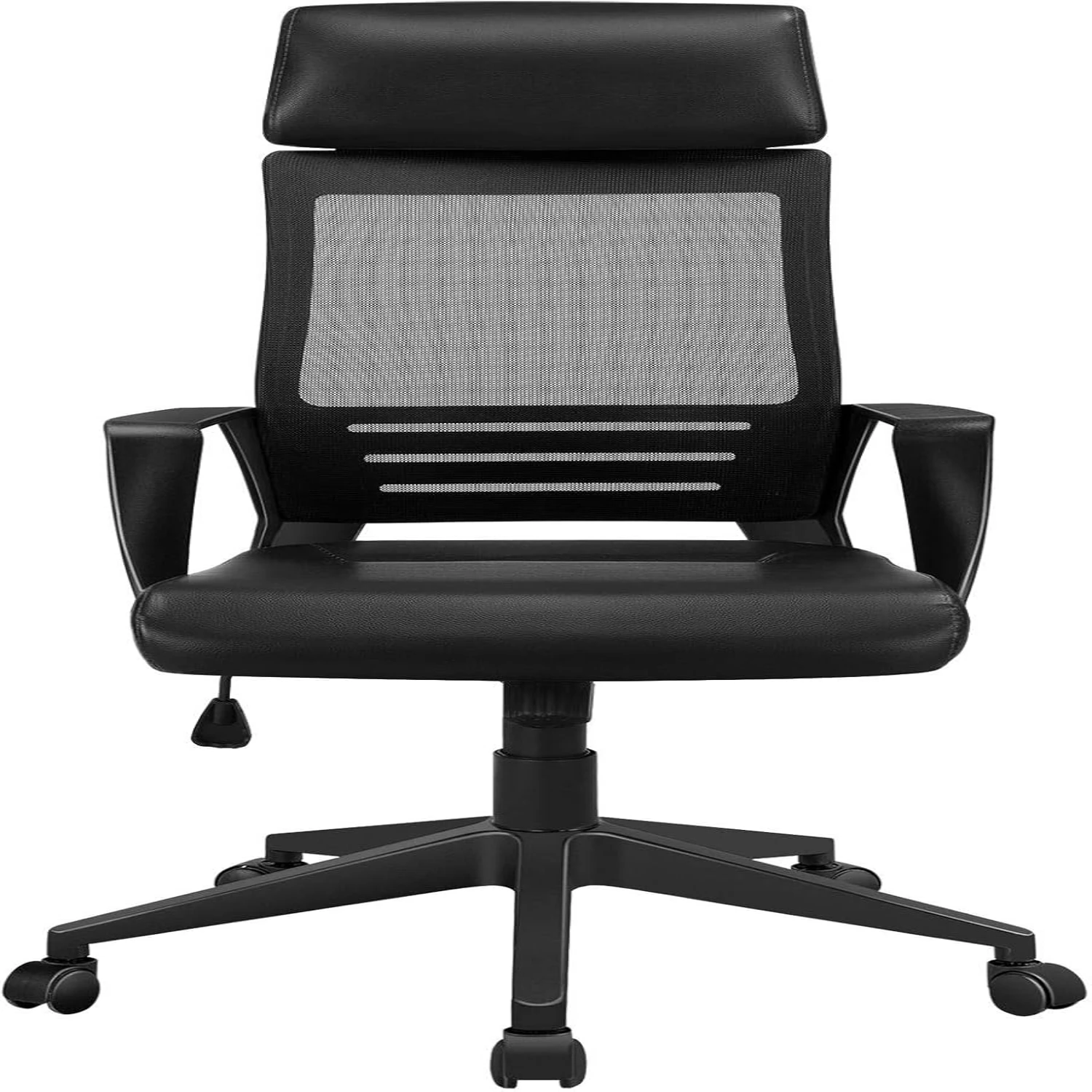 

Mesh Office Desk Chair with Leather Padded Seat, Ergonomic Executive Chair with Rolling Casters, Lumbar Support Brown Desk chair