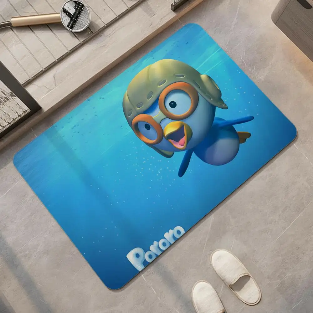 Cartoon P-Pororo T-The L-Little P-Penguin Floor Mat Diatomite Bath Mat, Quick Dry, Absorbent, Multi-Scene Mat