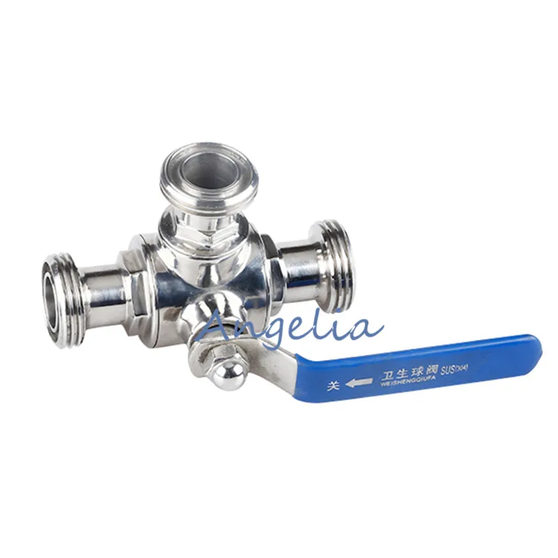 

1-1/4 дюйма из нержавеющей стали 304, резьбовое соединение SMS, Т-тип, трехходовой санитарный шаровой кран