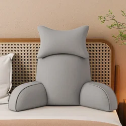 Adult Reading Pillow Dark Grey Backrest with Arms Ultra-Comfy Removable Microplush Cover & Detachable Neck Roll