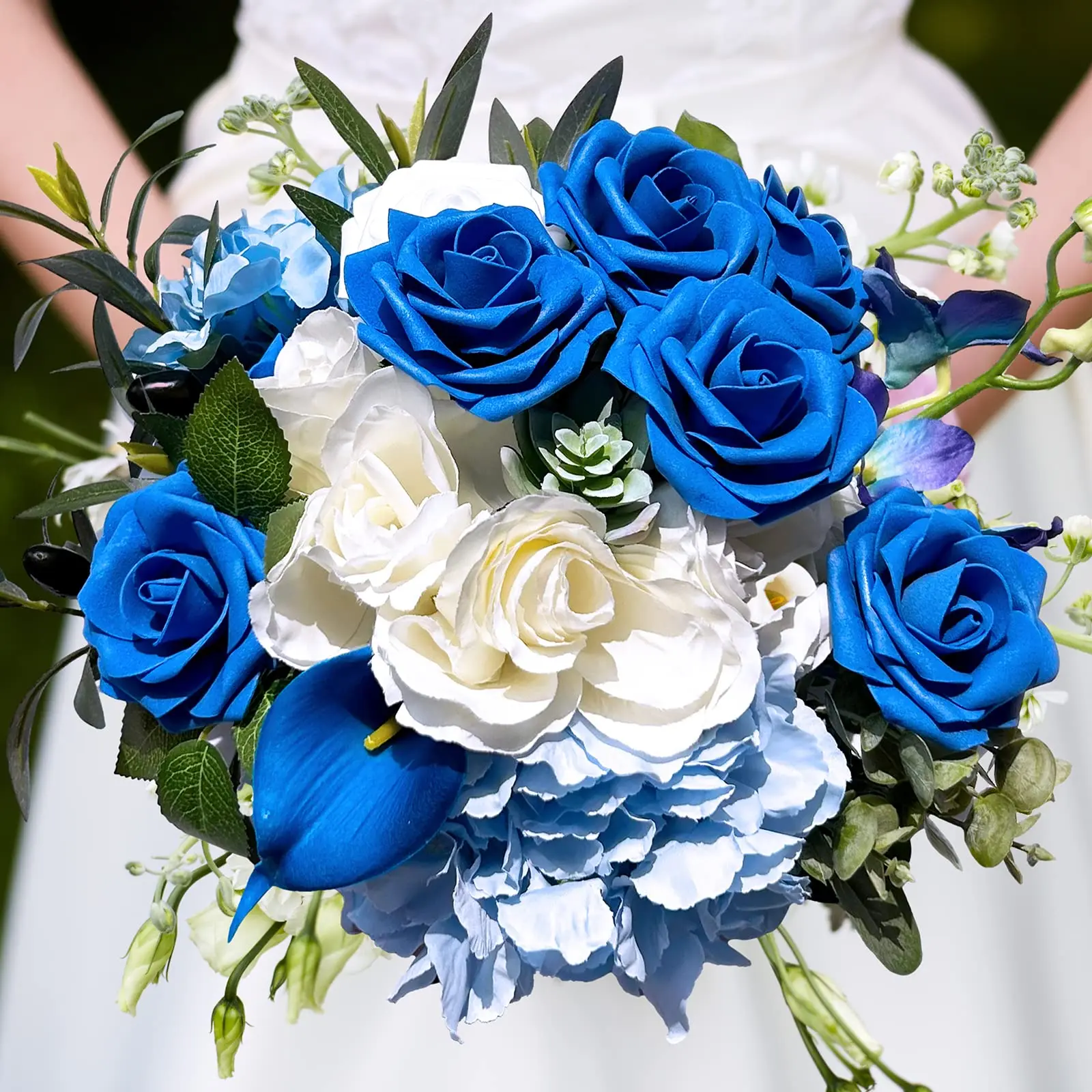 Artificial Flowers 25pcs Real Looking Navy Blue Foam Fake Roses with Stems for DIY Wedding Bouquets Bridal Shower Centerpieces