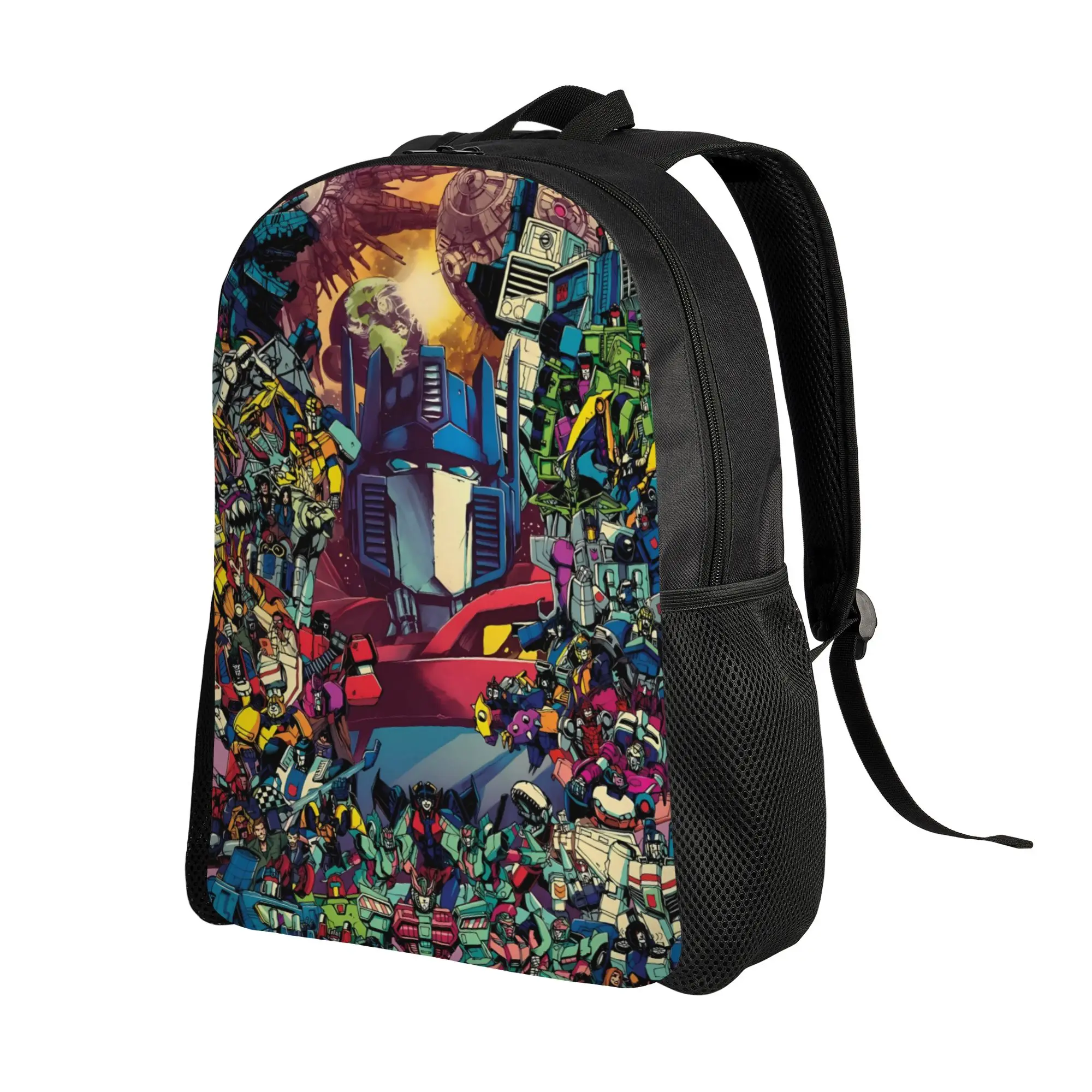 Transformered Cartoon Backpack 3d Printing Male Polyester Travel Backpacks Large Funny School Bags Rucksack