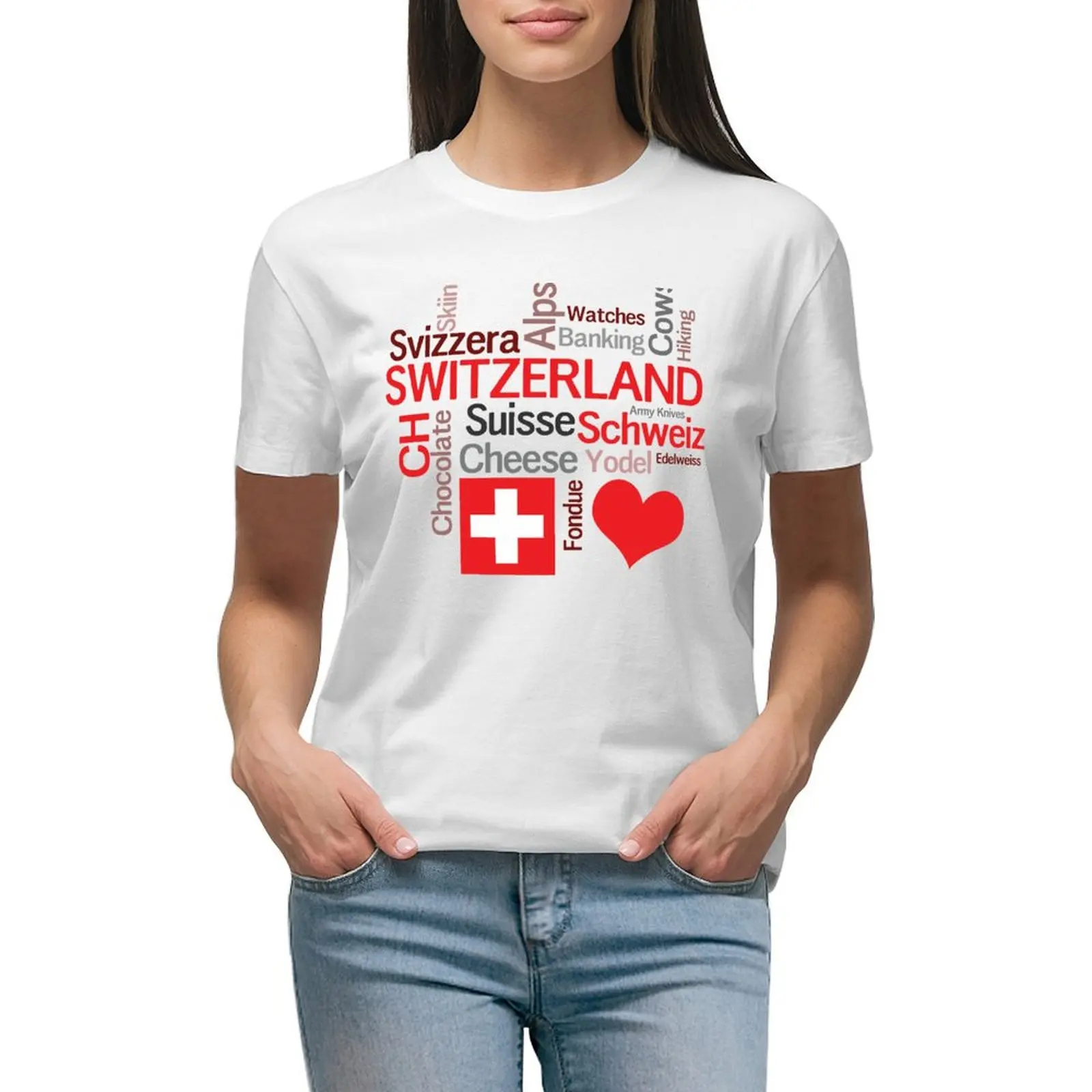 

I Love Switzerland T-shirt vintage clothes anime clothes Women's tops