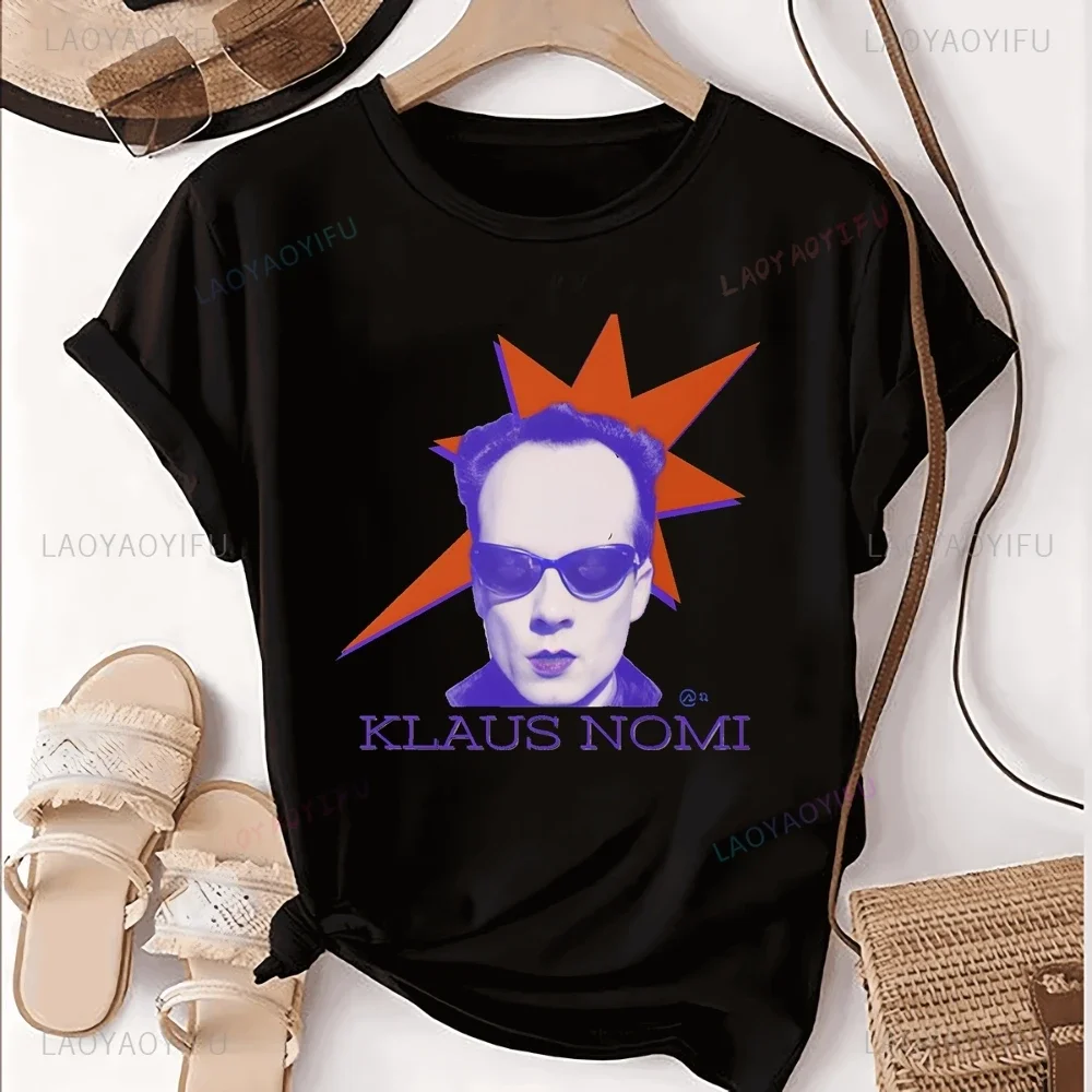 Streetwear Vintage Klaus Nomi Bedrucktes T-Shirt Top Nomi Neutral Trend Harajuku Unisex Shirt Grafik Übergroßes Baumwoll-T-Shirt