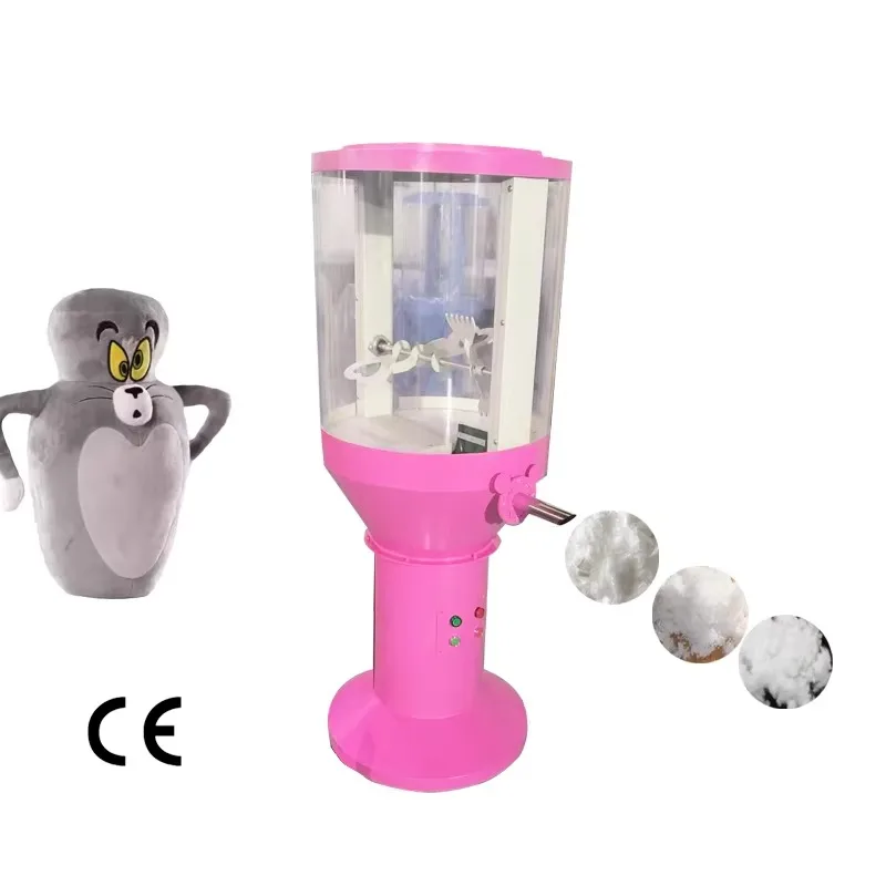 Fibre And Cotton Stuffing Machine, Pink Plush Doll Filling Machinery For Stuffed Animal Toy Production