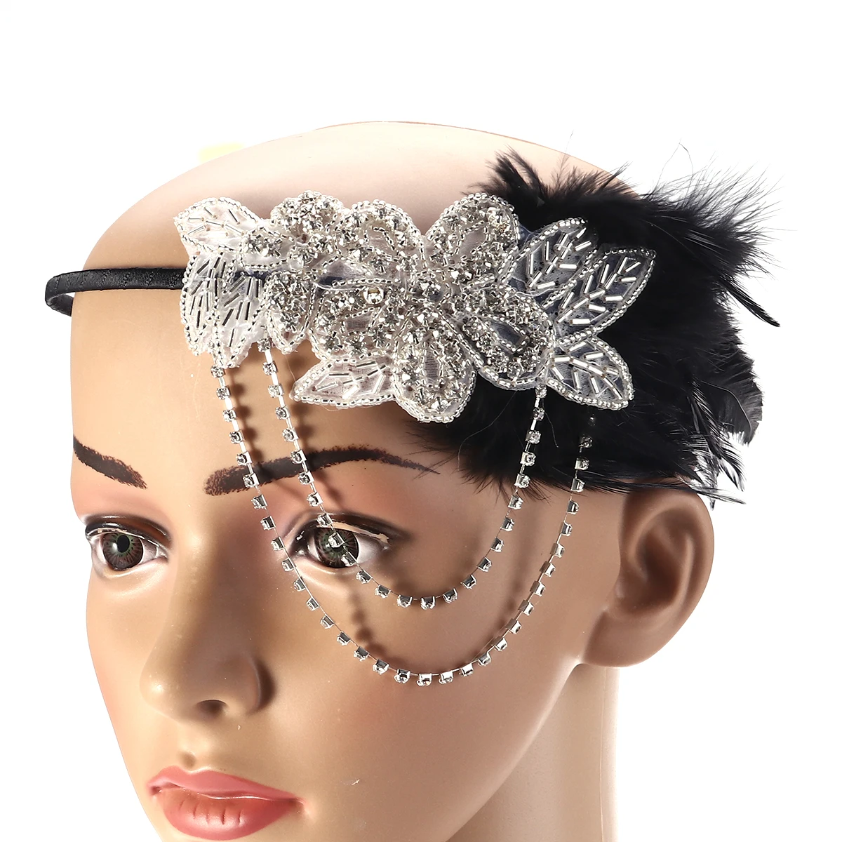 

Headwear Headband Retro Black Flapper Chain Great 1920s Hair Accessories for Fancy Dress Party Wedding