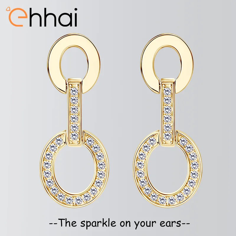 

Ehhai GRA Certified Moissanite Link Chain Stud Earring for Women S925 Sterling Silver Piercing Earrings Jewelry Gifts Pendientes