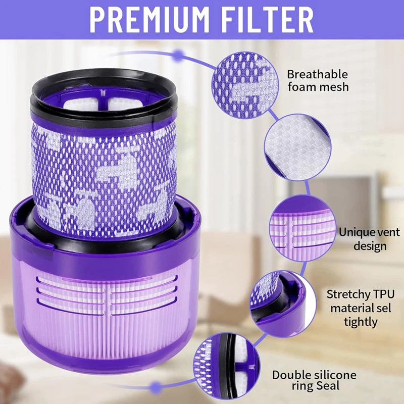Vacuum Filters For Dyson V11 V15 SV14, SV17, SV22, Washable And Reusable, Dy-970013-02 & 97001302, Filter Replacement
