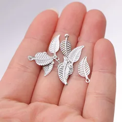 20pcs/lot 6*14mm Stainless Steel Small Leaves Charms Tree Leaf Pendants for DIY Jewelry Making Findings