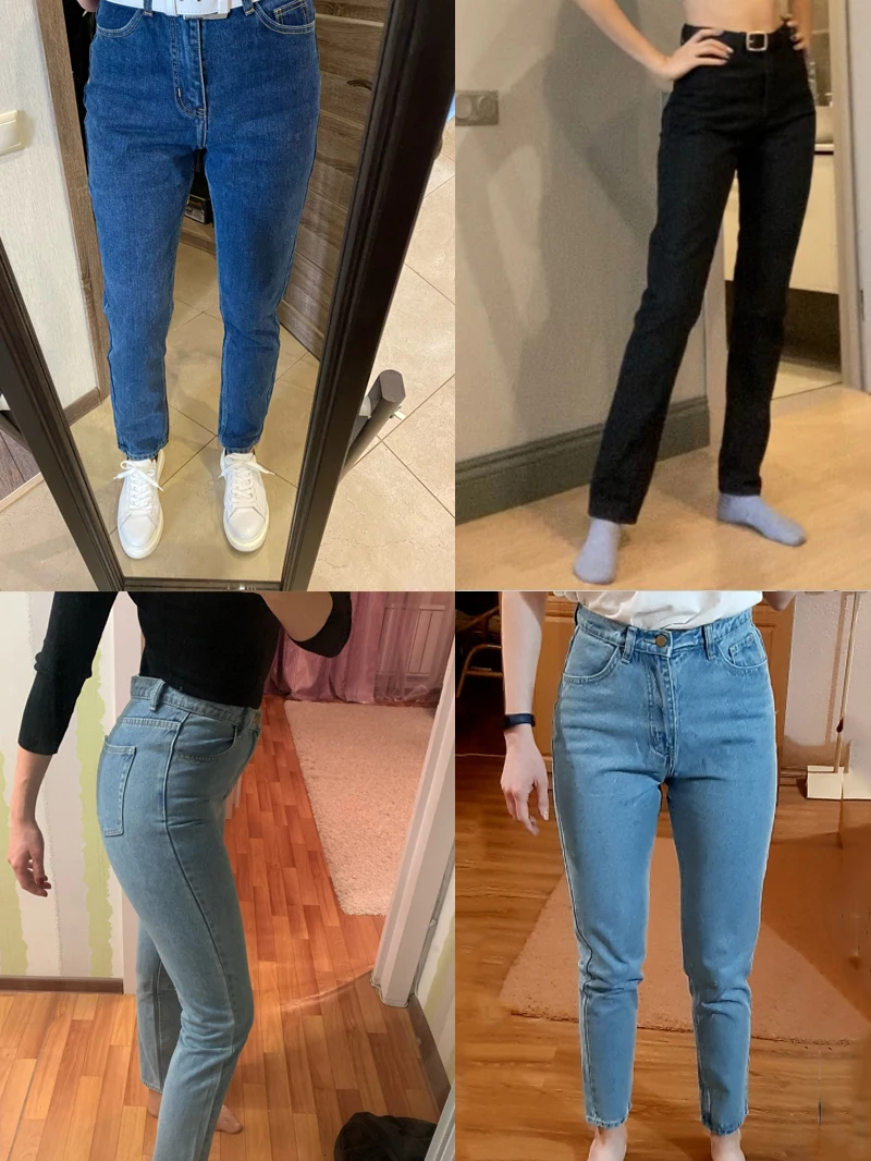 Wixra Basic Jeans Soft Pants Harem Female Straight All Match High Waist Femme Long Denim Pants For Women Plus Size