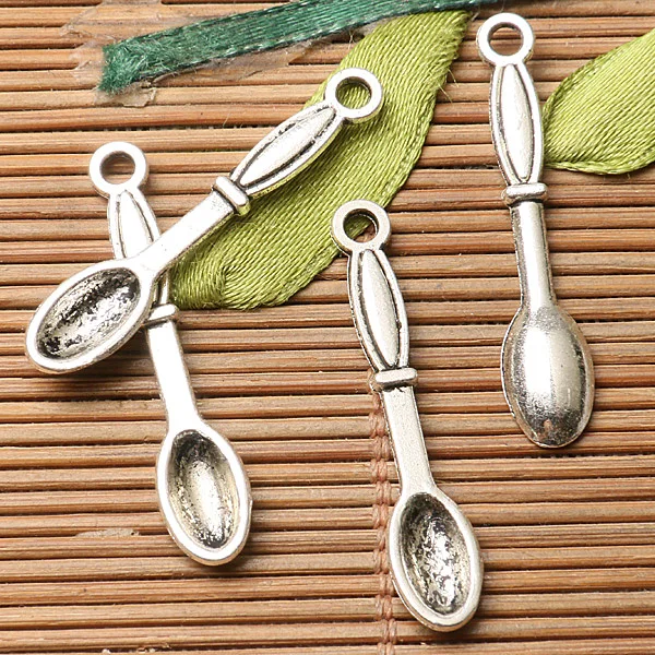 20pcs 33*7mm Dark Silver Color Dinner Spoon Design Charms EF2762 Charms for Jewelry Making