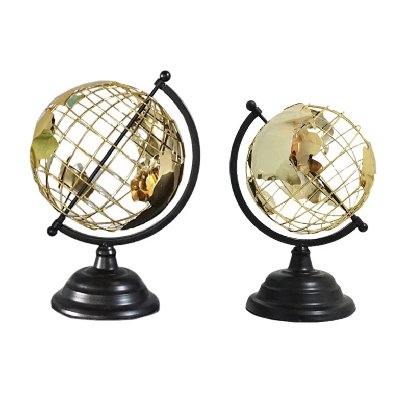 

Modern Sculptural Accent Blacks Metal Sphere Open Frame Gold Base