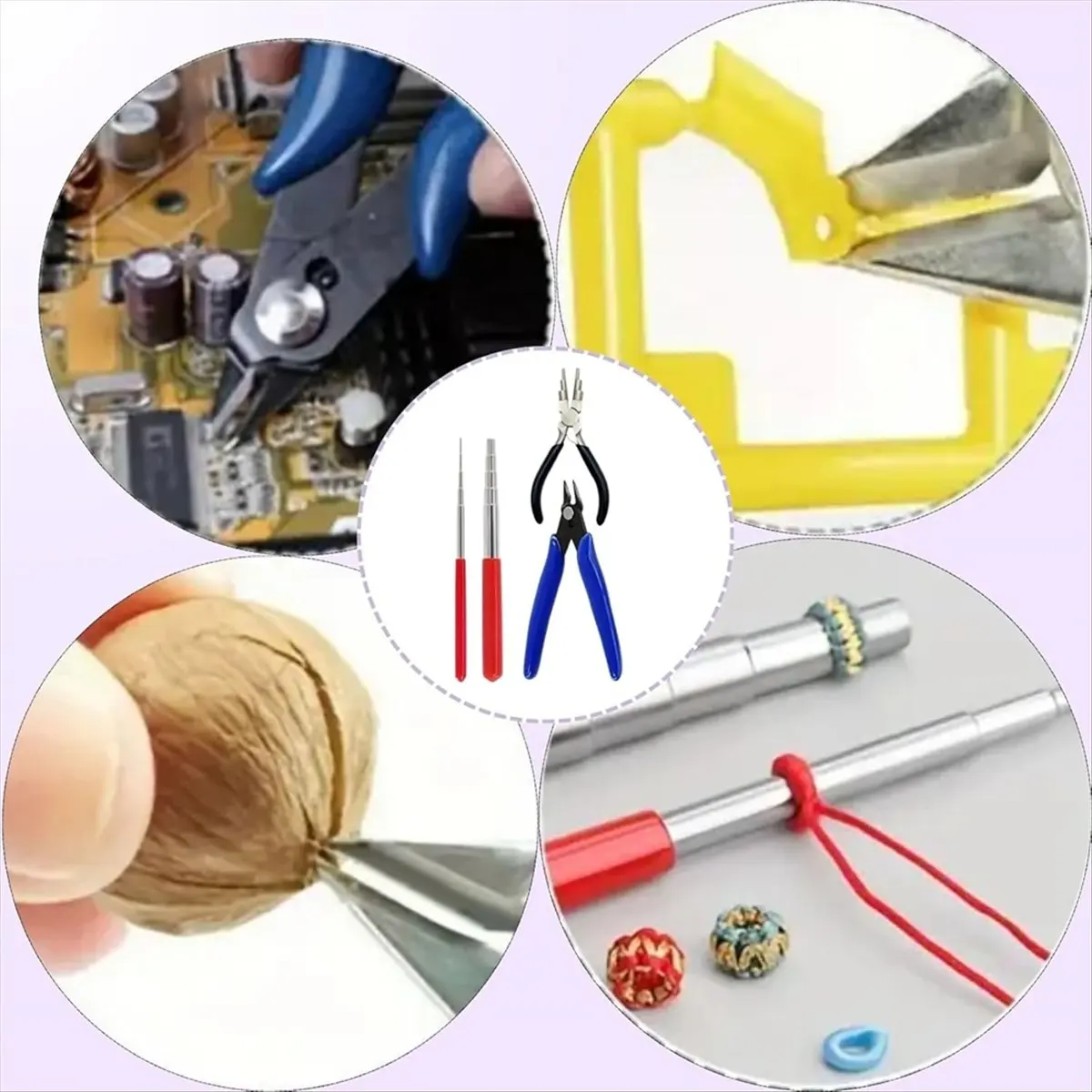 Jewelry Tools for Jewelry Making Set,6 in 1 Bail Making Pliers, Round Wire Looping Coiling Rods, with Forming Rings Too