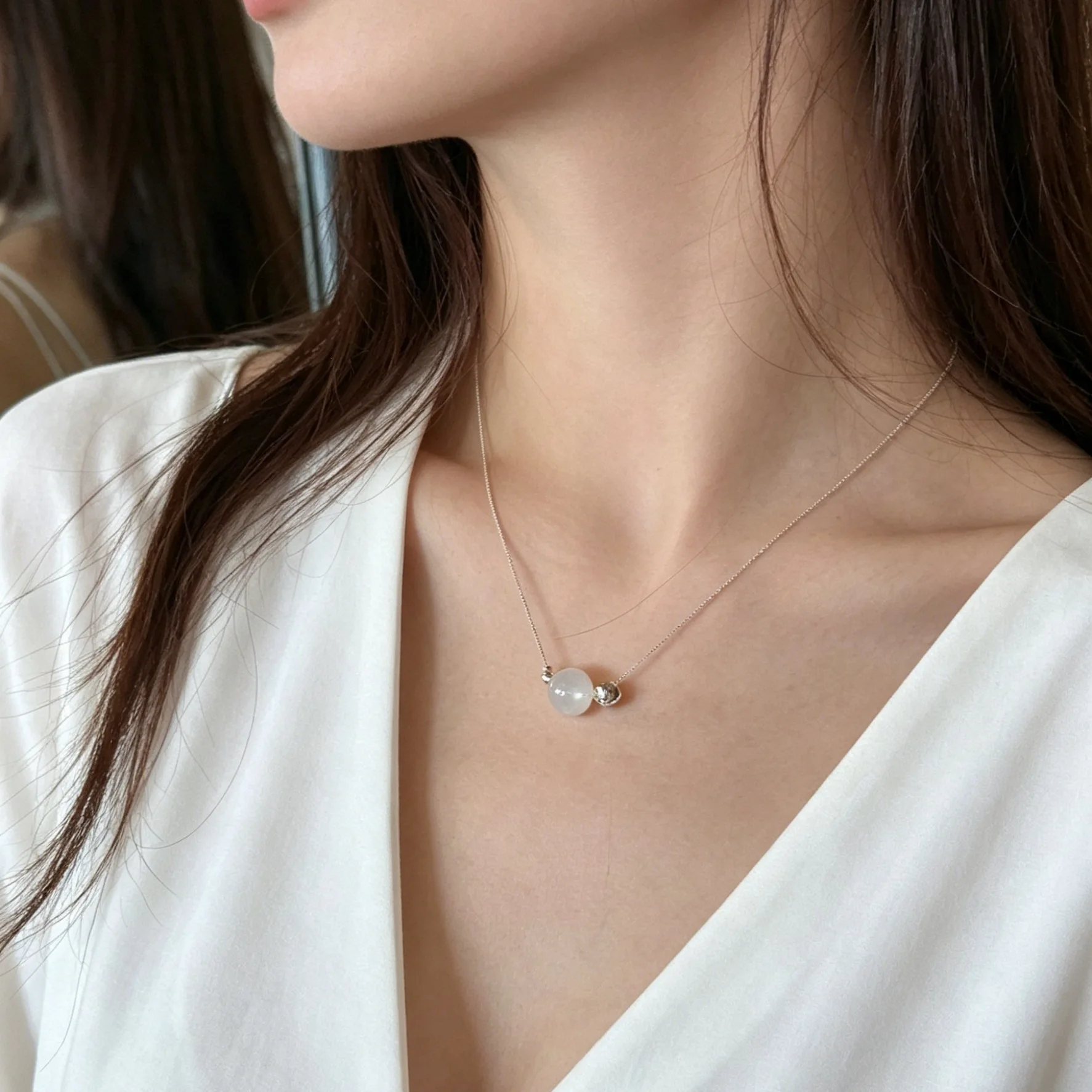 Necklace Crystal Ball Pendant Snake Chain Drawstring Adjustable Summer Youthful Stylish Choker Women Delicate Jewelry