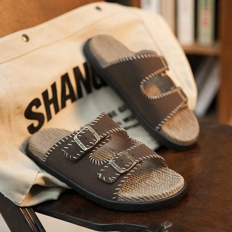 Birkenstyle Men's Summer Outdoor Comfortable Sandals Soft Bottom Anti-slip Beach Slippers Thick Heel Rubber Sole Water-Resistant