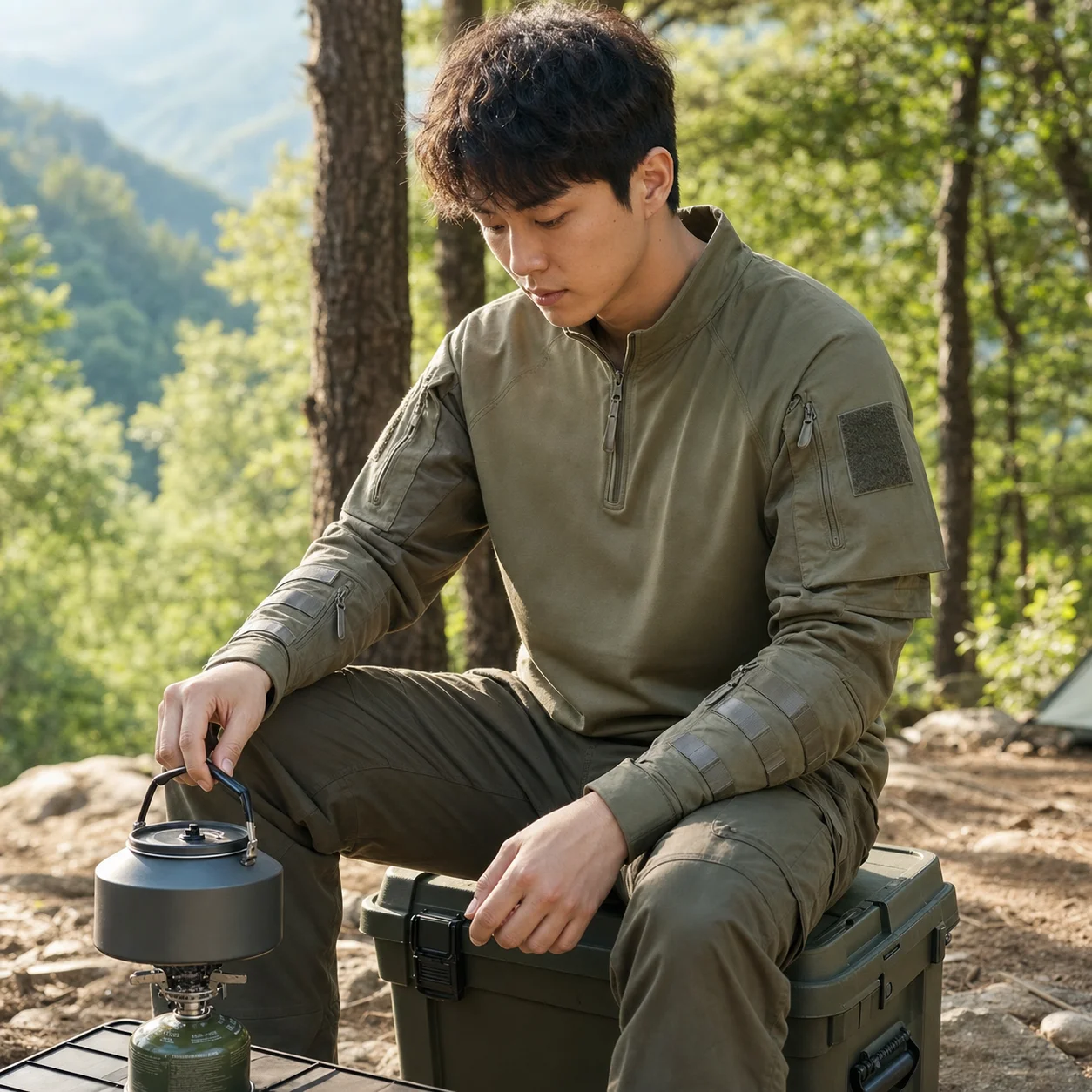 Autumn Tactical Shirt Men Field Training Clothes Breathable Long Sleeve Top Wear-Resistant Outdoor Training Hiking Hunting Shirt