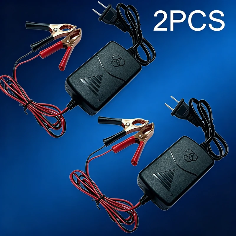 

Smart 12V 1A Lead-Acid Battery Charger 14.4V, Auto Charger with Alligator Clip & Socket, Indicator Light for Truck Car Camping