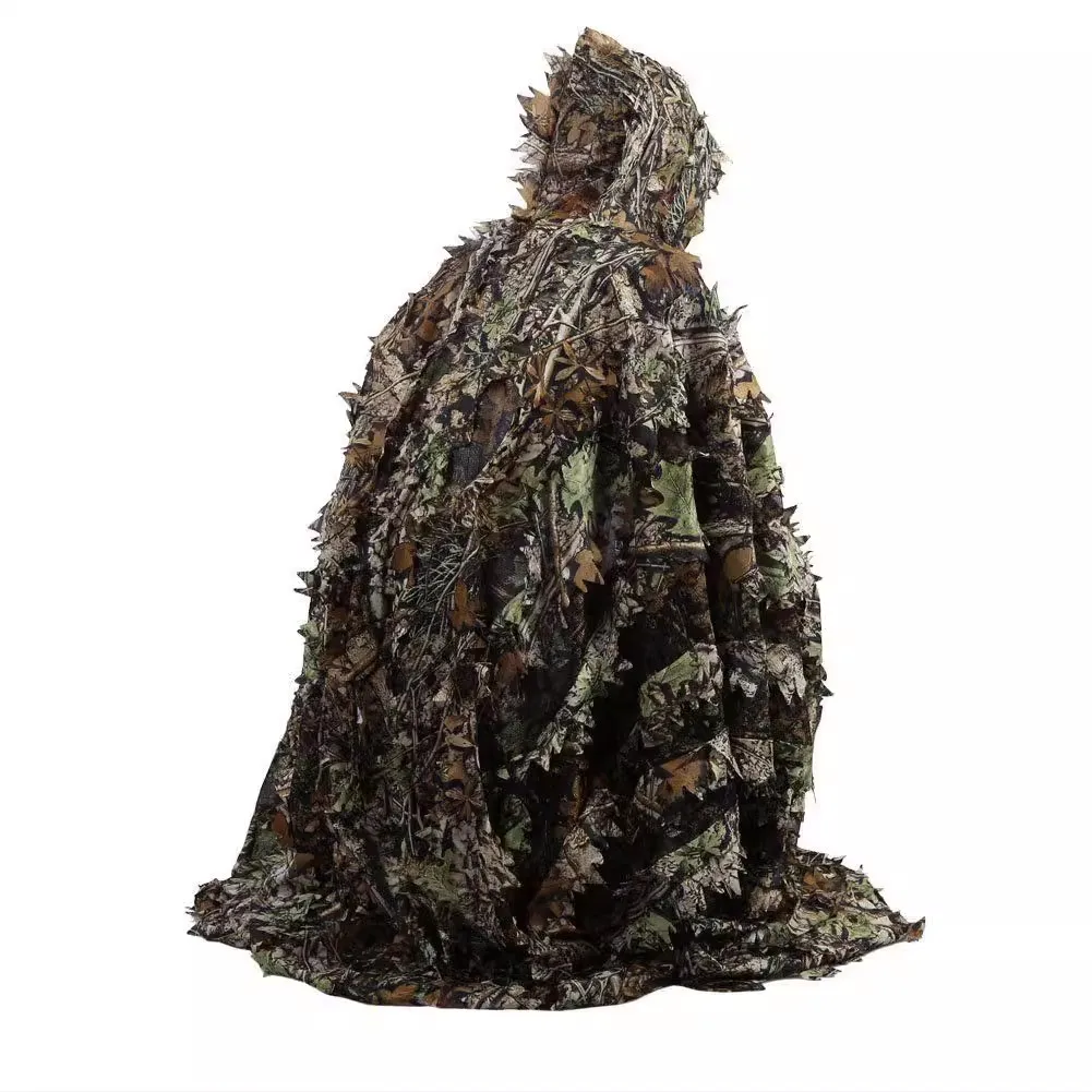 3D Camouflage Leafy Leaves Clothing Jungle Woodland Hunting Camo Poncho Cloak