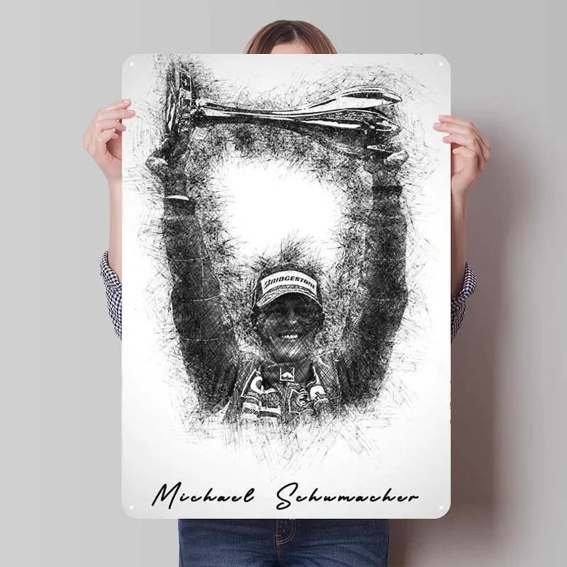 Michael Schumacher Sport Metal Poster Outdoor Decors Vintage Metal Sign Tin Sign for Wall Art Decoration Gamer Room Decoration