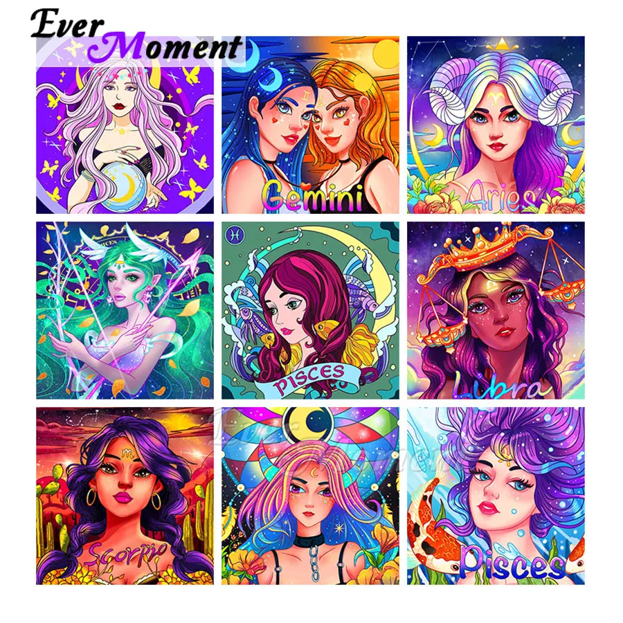 Ever Moment Diamond Painting Full Square Resin Drill Embroidery Mosaic Constellation Picture Handicraft Artwork Kits 5L1060