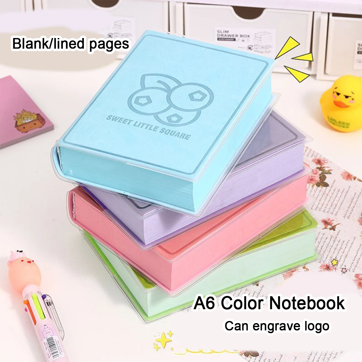 (Gravação de logotipo disponível) Caderno de couro colorido extra grosso tamanho A6, com páginas internas em branco ou pautadas, ideal para estudantes, como caderno de desenho, ata de reuniões de negócios