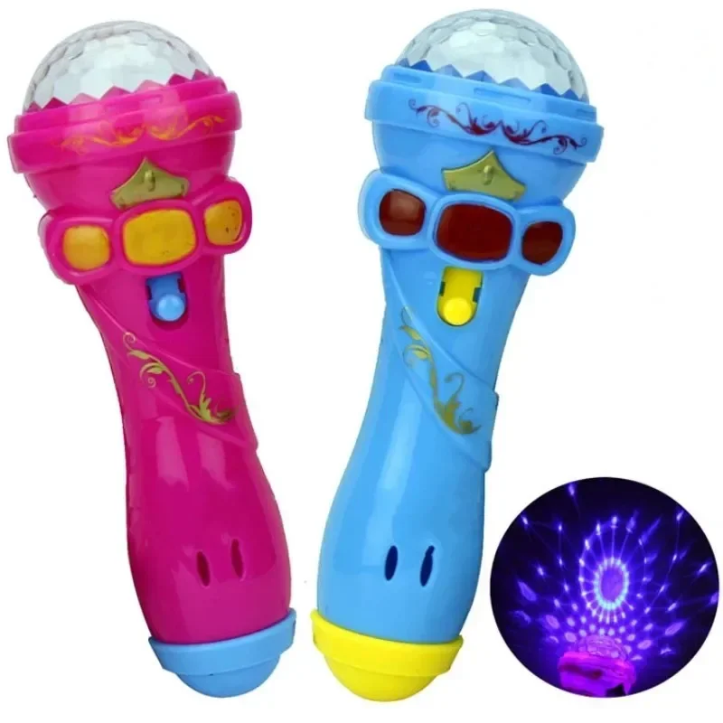 Kinder Speelgoed Led Lichtgevend Licht Knipperende Projectie Microfoon Zaklamp Vorm Kinderen Jongens Meisjes Schattige Glow Speelgoed Kerstfeest Geschenken