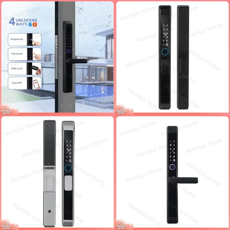 Waterproof IP65 Smart Door Lock with Bluetooth WIFI App Control Remote Unlock Aluminum Sliding Door Lock Tuya Compatible