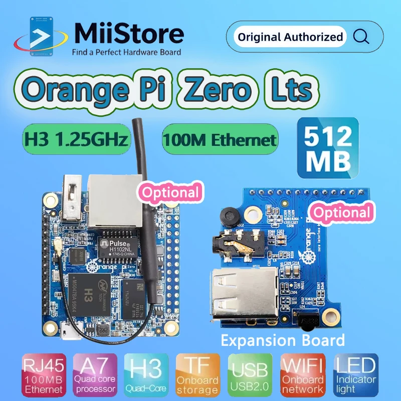 Orange Pi Zero Lts 512MB H3 Single Board / Expansion Board Optional，Allwinner Dev Board Quad-core Cortex-A7100M Ethernet
